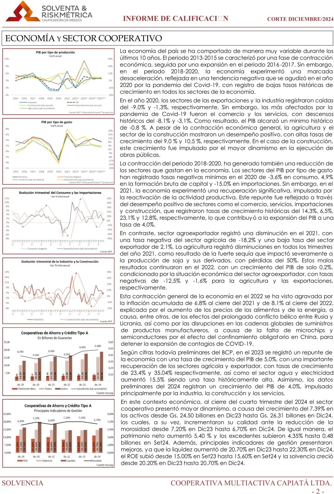 INFORME DE CALIFICACIÓN COOPERATIVA CAPIATÁ