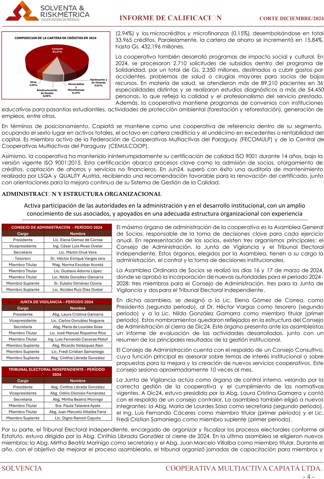 INFORME DE CALIFICACIÓN COOPERATIVA CAPIATÁ
