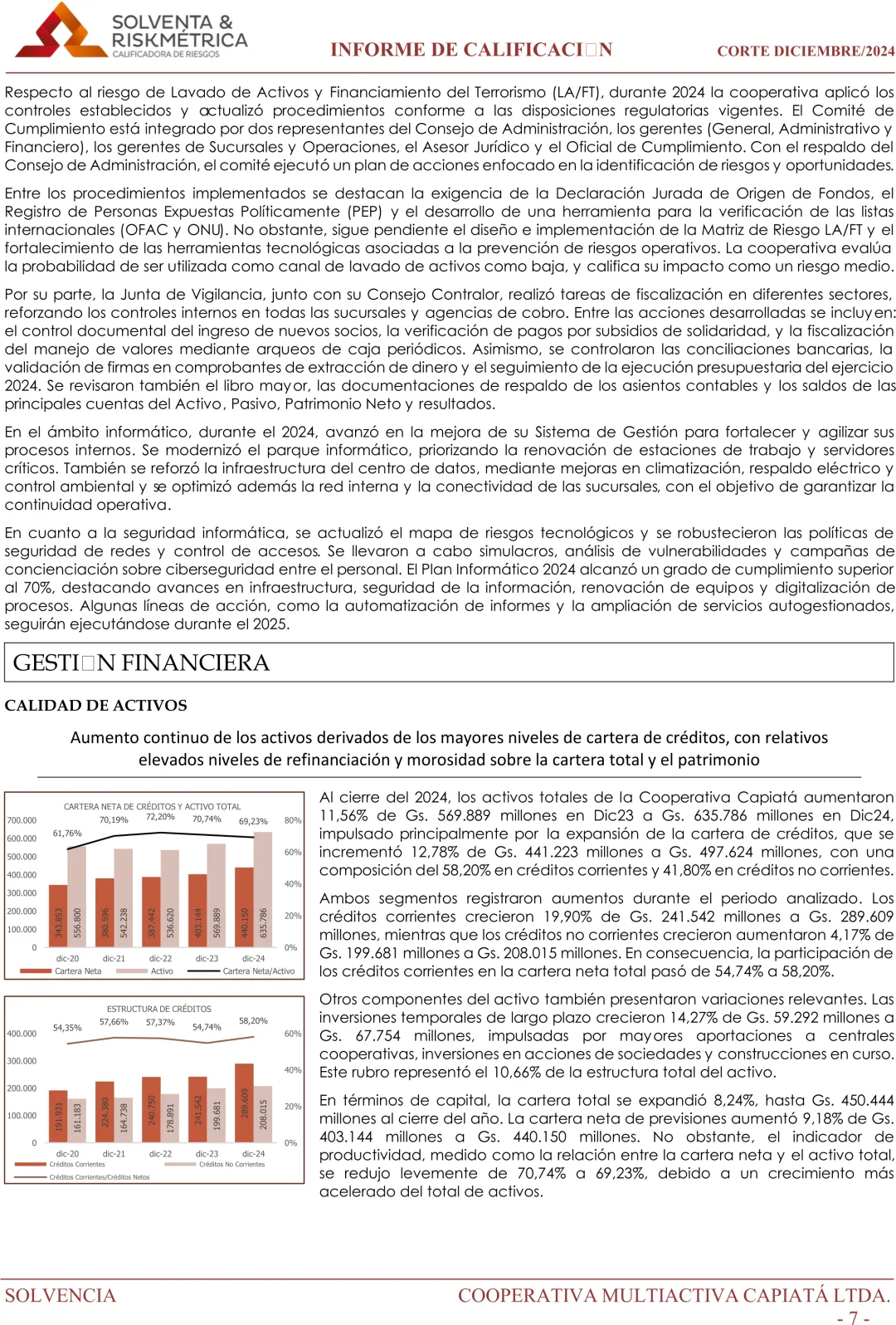 INFORME DE CALIFICACIÓN COOPERATIVA CAPIATÁ